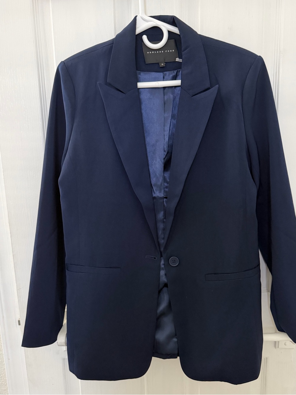 Endless Rose Dark Navy Tailored Single-Button Blazer